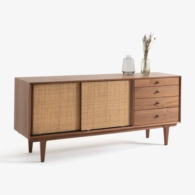La Redoute Dalqui Vintage 2-Door Walnut and Cane Sideboard