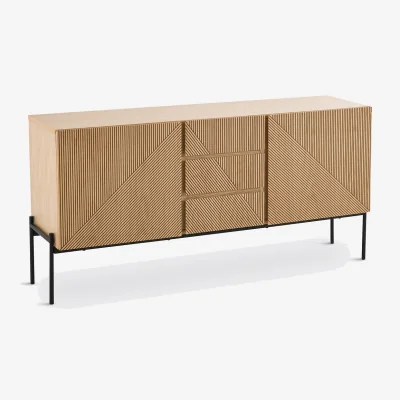 La Redoute Lodge Oak Veneer 2-Door, 3-Drawer Sideboard