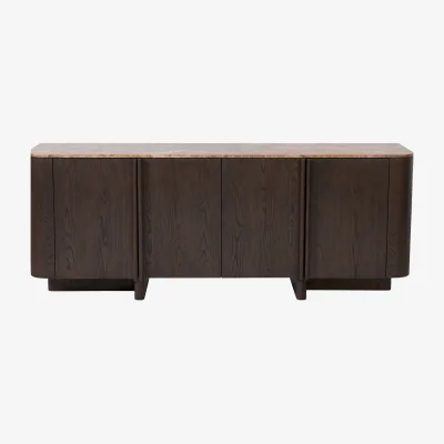 Marks & Spencer Royalcraft Roka Wood & Marble 4 Door Sideboard Brown