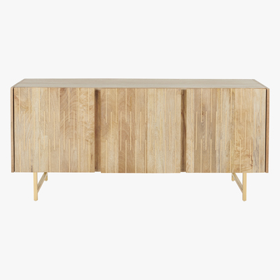 Made.com Aphra Sideboard, Light Mango Wood and Brass