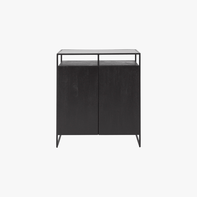 Made.com Kilby Compact Sideboard, Black Stained Mango Wood and Smoked Glass