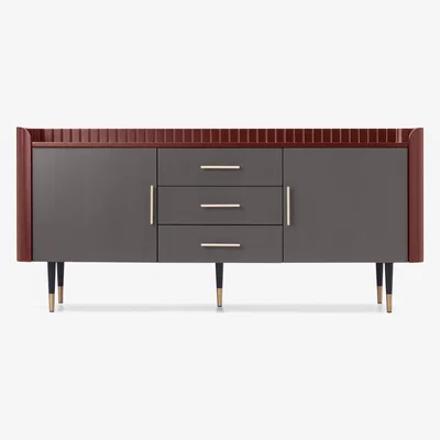 Made.com Lali Large Sideboard, Mid Grey & Mahogany Red