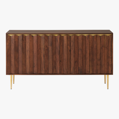 Made.com Talin Wide Sideboard, Walnut Stain Acacia Wood & Brass