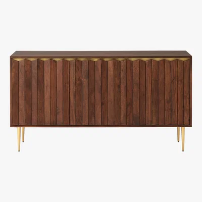 Made.com Talin Wide Sideboard, Walnut Stain Acacia Wood & Brass
