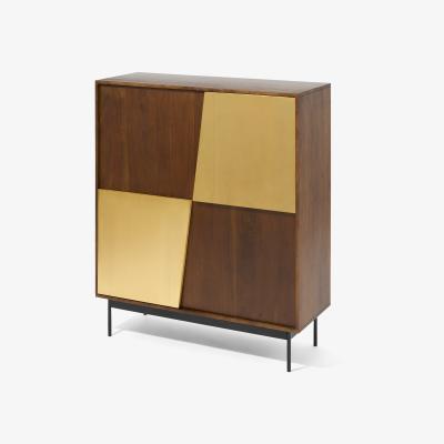 Made.com Mischa Highboard, Acacia Wood & Brass