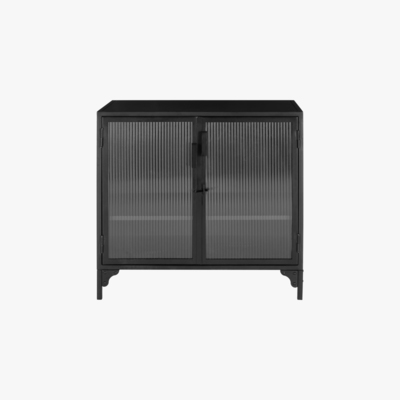 Made.com Rankin Compact Cabinet, Ribbed glass and Black metal