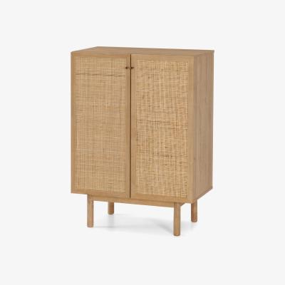 Made.com Pavia Compact Highboard, Natural Rattan & Oak Effect