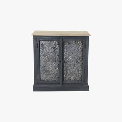 Maisons du Monde WABI - Solid Mango Wood and Dark Grey Acacia 2-Door Sideboard