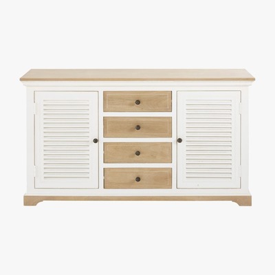 Maisons du Monde CEZEMBRE - White Solid Mango Wood 2-Door 4-Drawer Sideboard