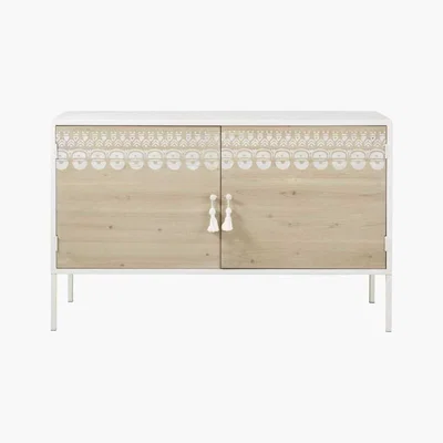 Maisons du Monde LATIKA - Printed Solid Pine and White Metal 2-Door Sideboard