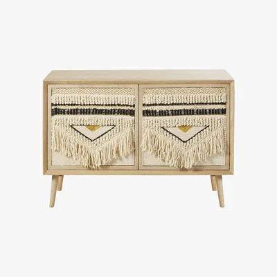 Maisons du Monde ELIAS - Solid Mango Wood and Weave 2-Door Sideboard