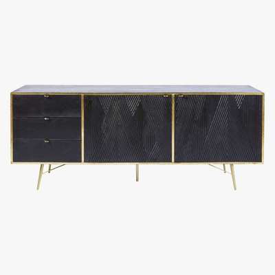 Maisons du Monde JAGGER - Black Solid Mango Wood 2-Door 3-Drawer Sideboard