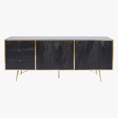 Maisons du Monde JAGGER - Black Solid Mango Wood 2-Door 3-Drawer Sideboard