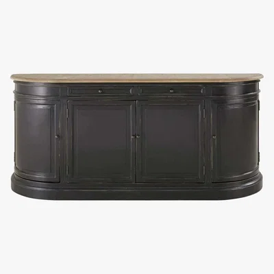 Maisons du Monde Black Recycled Pine 4-Door 2-Drawer Sideboard Provence