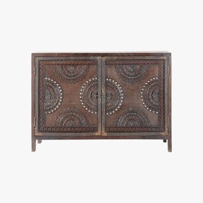 Maisons du Monde MOZAMBIQUE - Mango wood carved sideboard in brown W 115cm