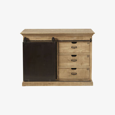 Maisons du Monde Solid Mango Wood 1-Door 3-Drawer Sideboard