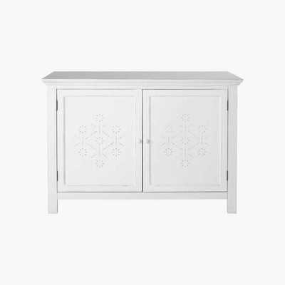 Maisons du Monde White Textured Decoration 2-Door Pine Sideboard Bianca