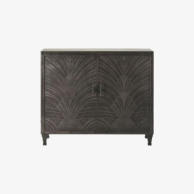 Maisons du Monde Carved Matte Black Metal 2-Door Sideboard