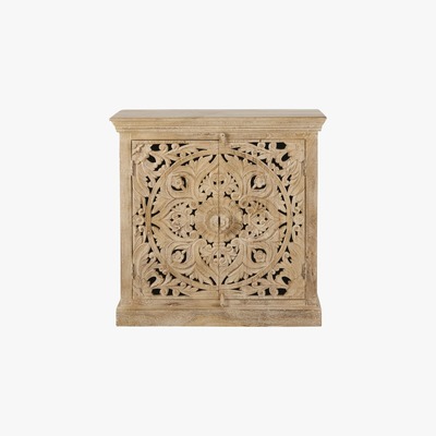 Maisons du Monde HIMALAYA - Carved Solid Mango Wood 2-Door Sideboard