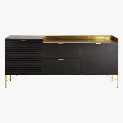Maisons du Monde JAGGER - Black Solid Acacia 2-Door 2-Drawer Sideboard