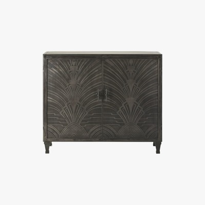 Maisons du Monde GOTHAM - Carved Matte Black Metal 2-Door Sideboard