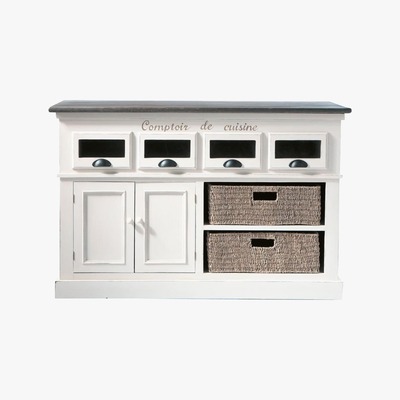 Maisons du Monde COMPTOIR DES ÉPICES - Paulownia wood counter unit in white W 130cm