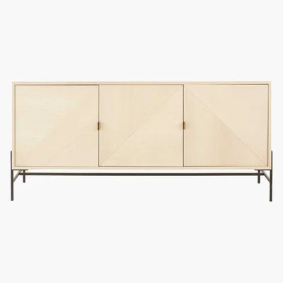 Maisons du Monde Carved Matte Black Metal 3-Door Sideboard Sendai