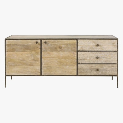 Maisons du Monde YAOUNDE - Solid Mango Wood and Metal 2-Door 3-Drawer Sideboard