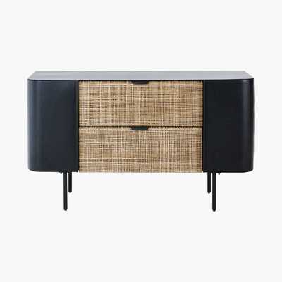 Maisons du Monde Black Metal and Rattan Canework 2-Door 2-Drawer Sideboard Kirimbi