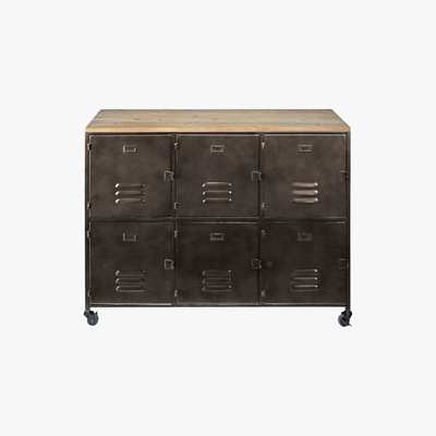 Maisons du Monde WAYNE - Metal and Pine 6-Door Wheeled Sideboard