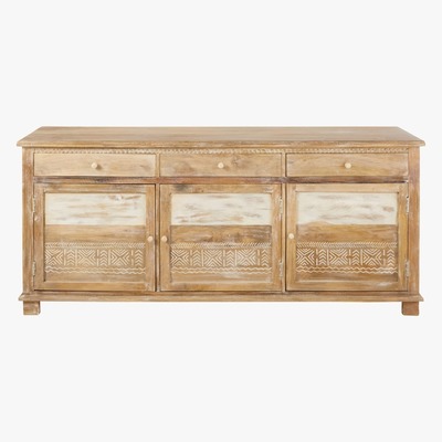 Maisons du Monde CARAIBA - Solid Mango Wood 3-Door Sideboard
