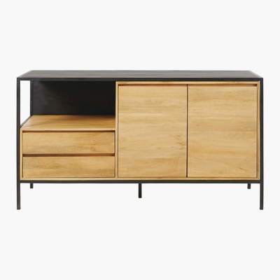 Maisons du Monde WAYAMPI - Solid Mango Wood and Black Metal 2-Door 2-Drawer Sideboard