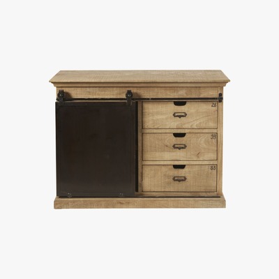 Maisons du Monde GERMAIN - Solid Mango Wood 1-Door 3-Drawer Sideboard