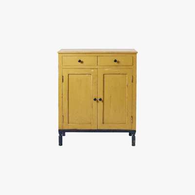 Maisons du Monde TIAGO - Yellow and Black Solid Mango Wood 2-Door 2-Drawer Tall Sideboard