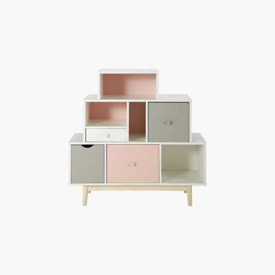 Maisons du Monde Storage Cabinet with 4 White, Pink and Grey Drawers Blush