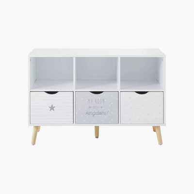 Maisons du Monde Grey and White Patterned 3-Drawer Storage Cabinet Dreams