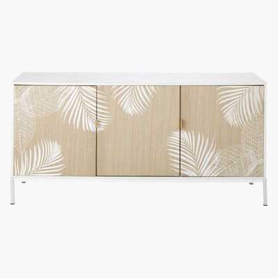 Maisons du Monde Two-Tone White Foliage Print 3-Door Sideboard Caracas