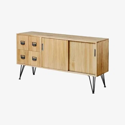 My Furniture Felix Industrial Media Sideboard - Solid oak and steel