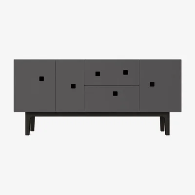 Nordic Nest Zweed Peep M2 media bench Slate grey. black lacquered