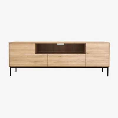 Nordic Nest Ethnicraft Whitebird media cabinet 180 cm Oak wax oil-Black metal