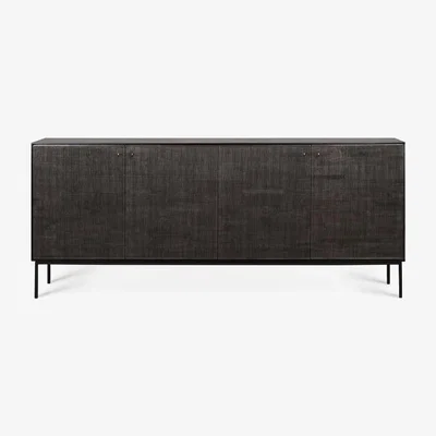 Nordic Nest Ethnicraft Grooves sideboard Black 4 doors