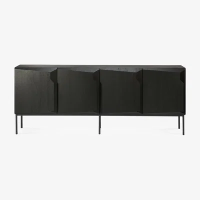 Nordic Nest Ethnicraft Stairs sideboard 4 doors Black-stained oak 200x80x46 cm