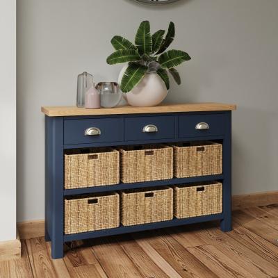 Oak&More Cole Oak and Blue 9 Drawer Storage Unit