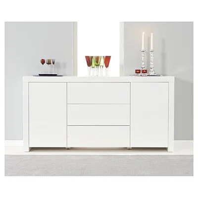 Oak&More Ex-Display Hampstead 2 Door 3 Drawer White High Gloss Sideboard