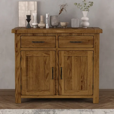 Oak&More Harrogate Rustic Solid Oak Small Sideboard
