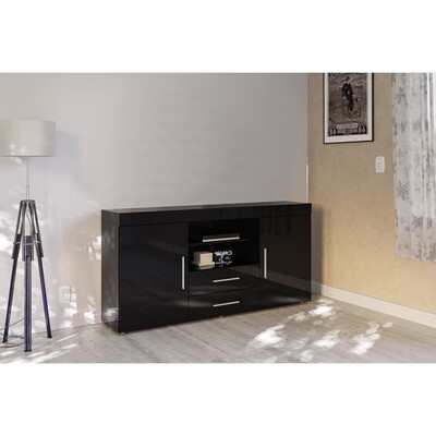 Oak&More Edmund 2 Door 2 Drawer Black Sideboard