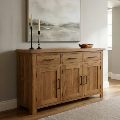 Oak&More Harrogate Rustic Solid Oak Large Sideboard