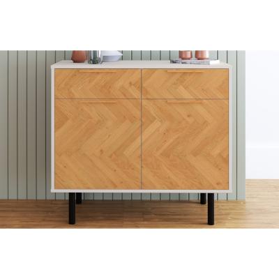 Out & Out Original Dallas - Oak Parquet Sideboard - White