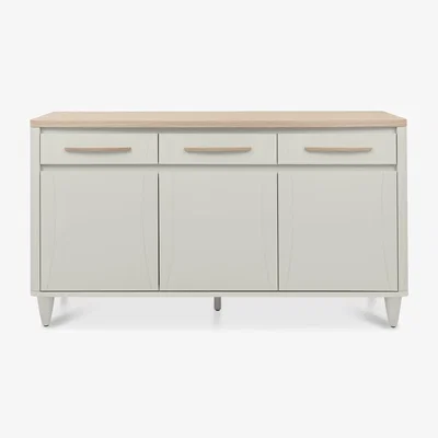 Downtown Delta Scandi Oak and Soft Grey Wide Sideboard In Oak/Grey