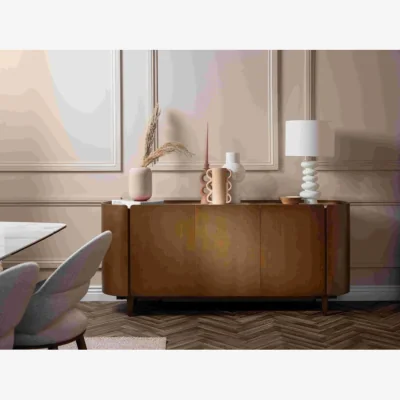 Downtown Davos Wide Sideboard - Brushed Bronze/White Marble